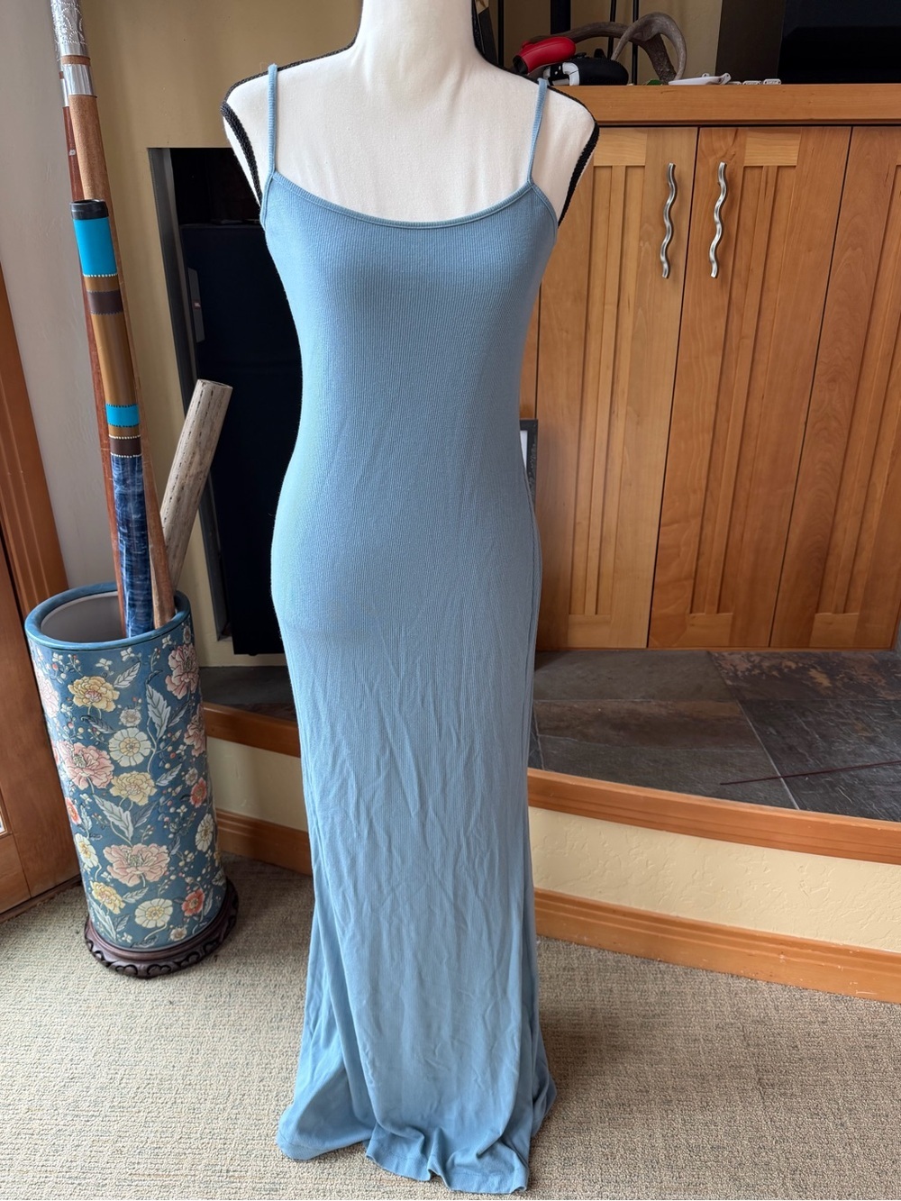 Skims Soft Lounge Slip dress ribbed limited edition color slate blue XL